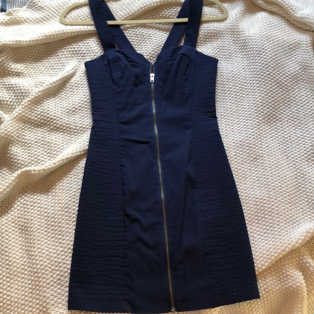 Navy blue zip up dress